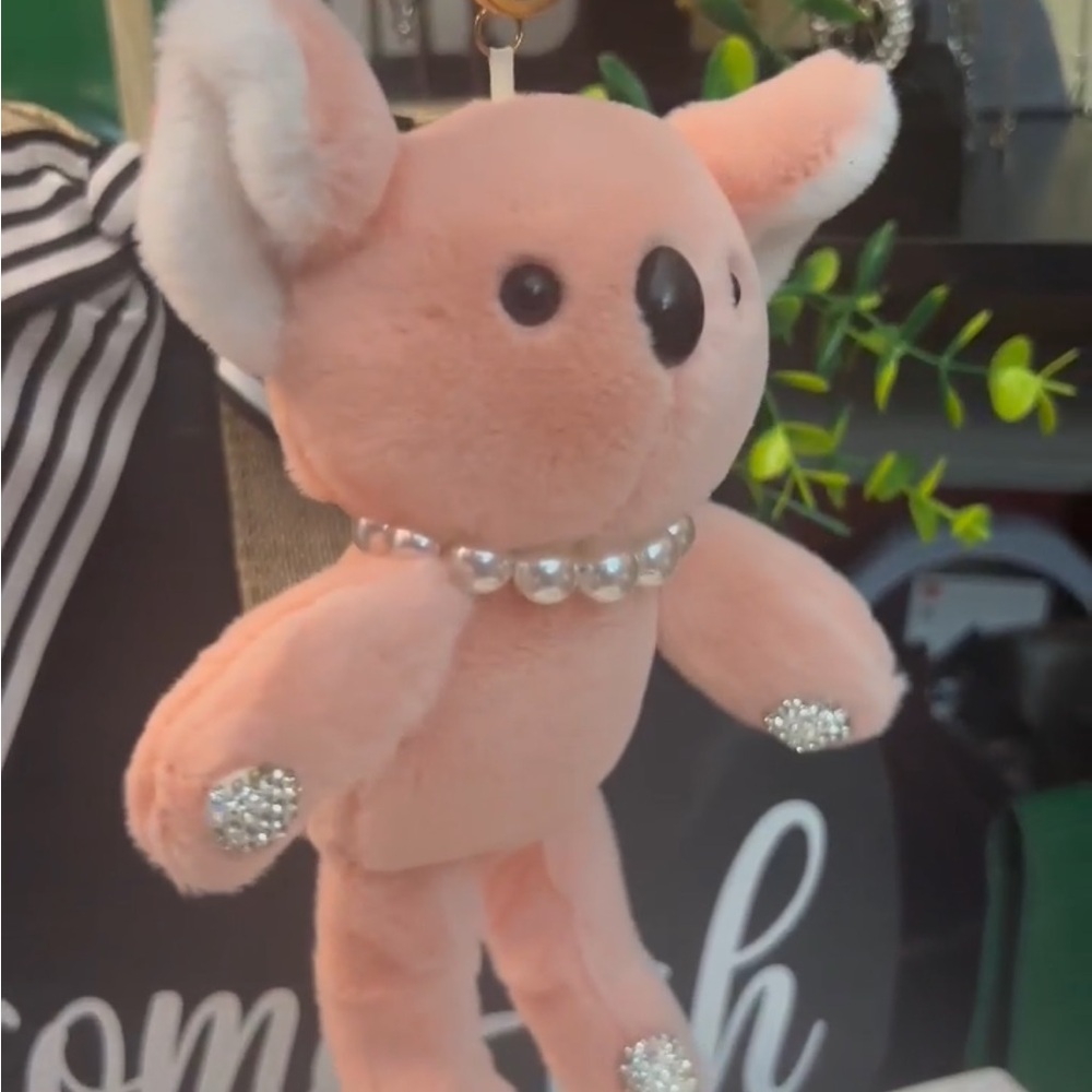 Pink Plush Koala with Pearl Necklace - Picture 2 of 3